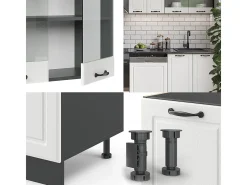 Mueble de cocina casa de campo blanca/antracita 300x60x81.6 r-line