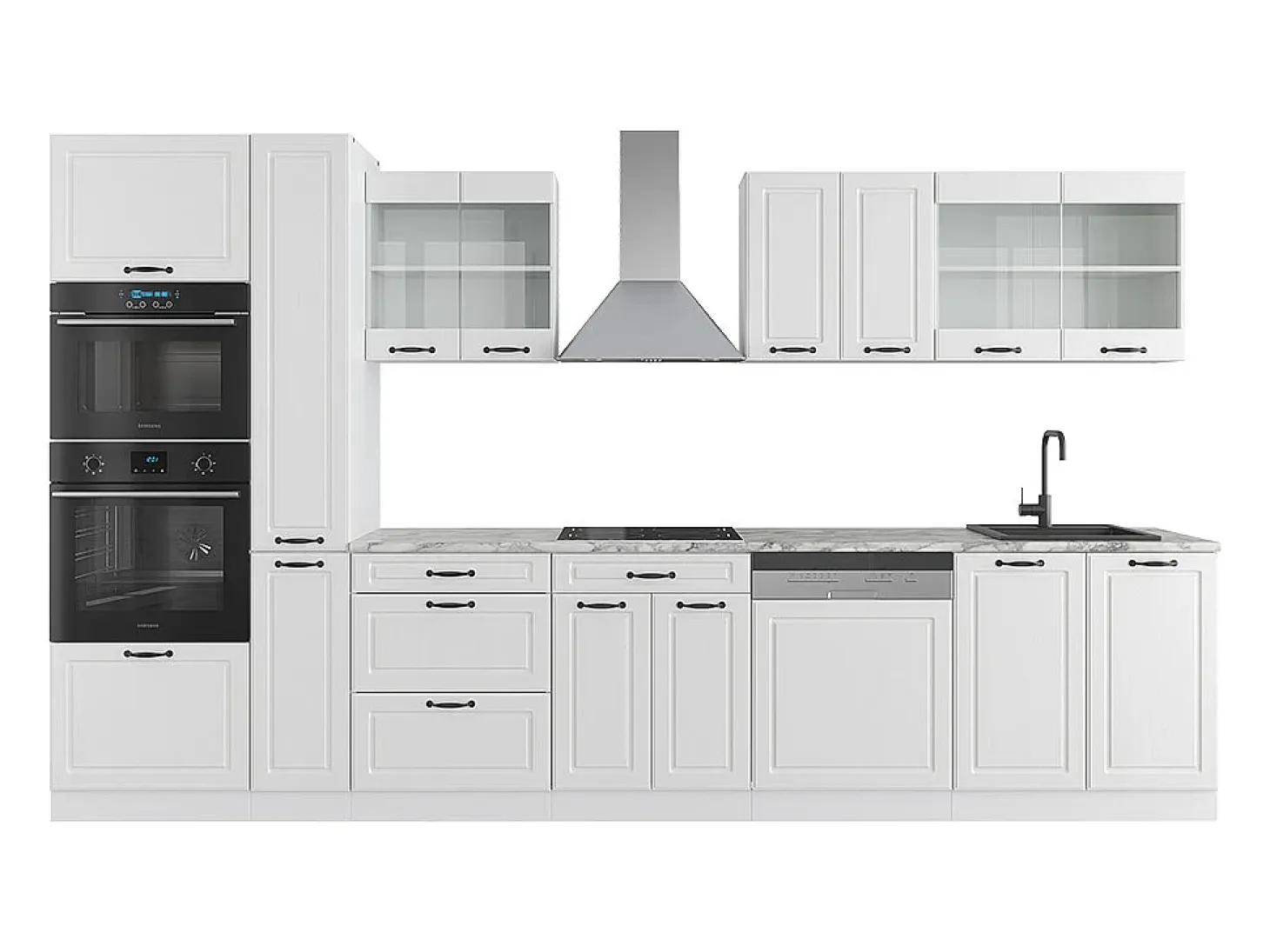 Mueble de cocina casa de campo blanca/blanca 350x60x81.6 r-line
