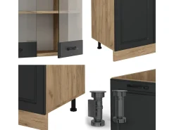 Mueble de cocina casa de campo antracita/roble dorado 300x60x81.6 r-line