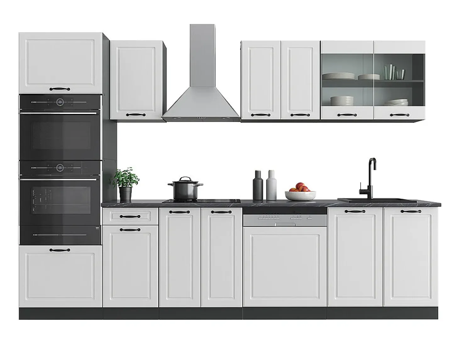 Mueble de cocina casa de campo blanca/antracita 300x46x81.6 r-line