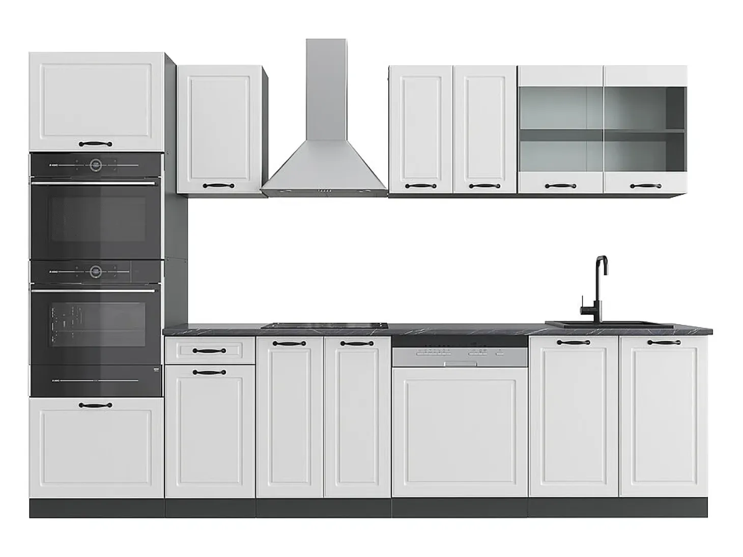 Mueble de cocina casa de campo blanca/antracita 300x46x81.6 r-line