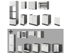 Mueble de cocina casa de campo blanca/antracita 300x46x81.6 r-line