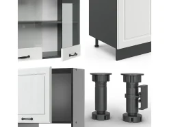 Mueble de cocina casa de campo blanca/antracita 300x46x81.6 r-line