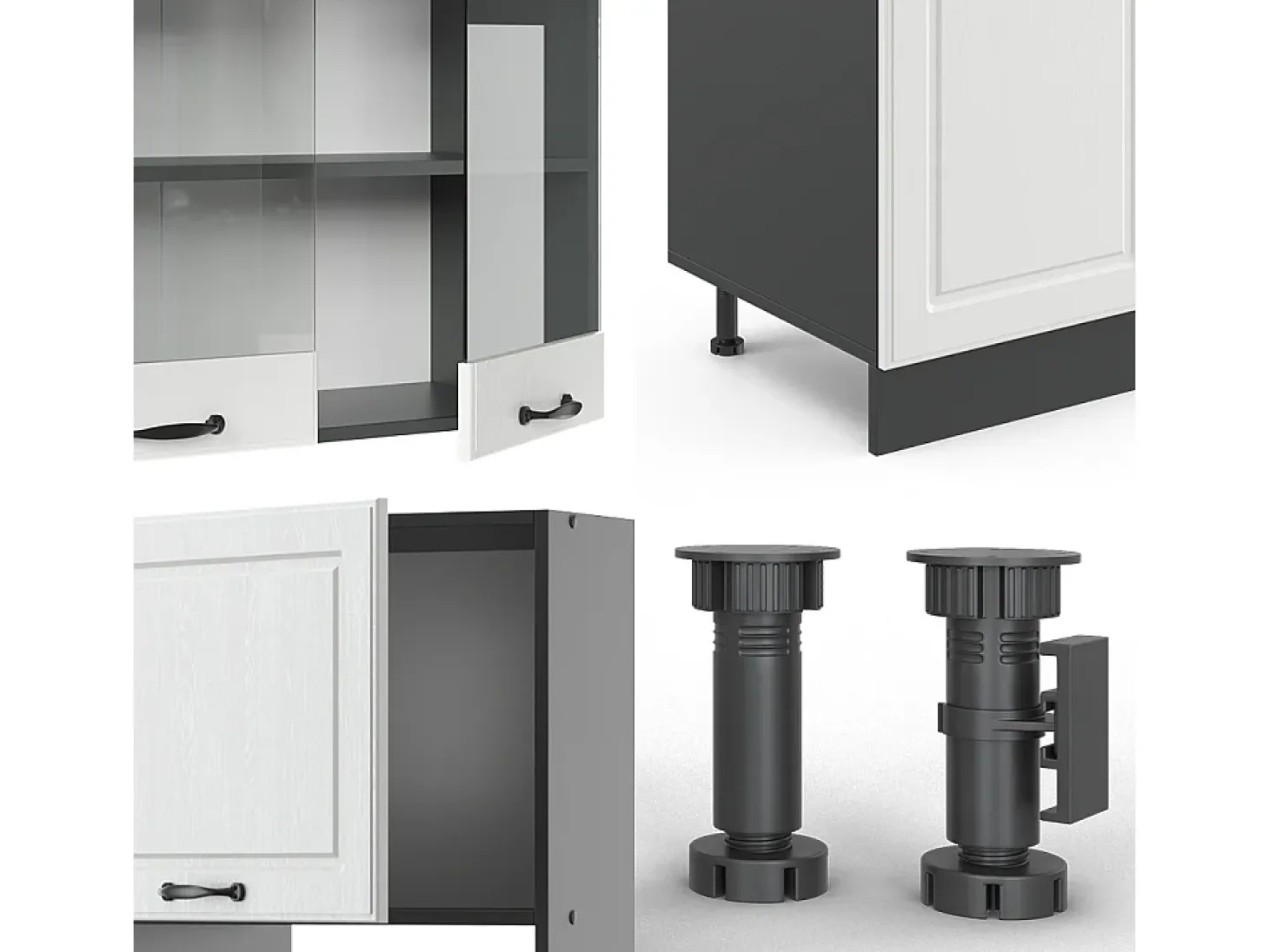 Mueble de cocina casa de campo blanca/antracita 300x46x81.6 r-line