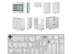 Mueble de cocina casa de campo blanca/blanca 235x60x81.6 fame-line