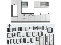 Mueble de cocina casa de campo blanca/antracita 350x46x81.6 r-line