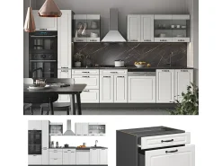 Mueble de cocina casa de campo blanca/antracita 350x46x81.6 r-line