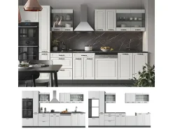 Mueble de cocina casa de campo blanca/antracita 350x46x81.6 r-line