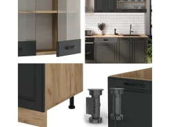 Mueble de cocina casa de campo antracita/roble dorado 300x60x81.6 r-line
