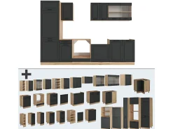 Mueble de cocina casa de campo antracita/roble dorado 300x60x81.6 r-line