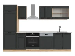 Mueble de cocina casa de campo antracita/roble dorado 300x60x81.6 r-line