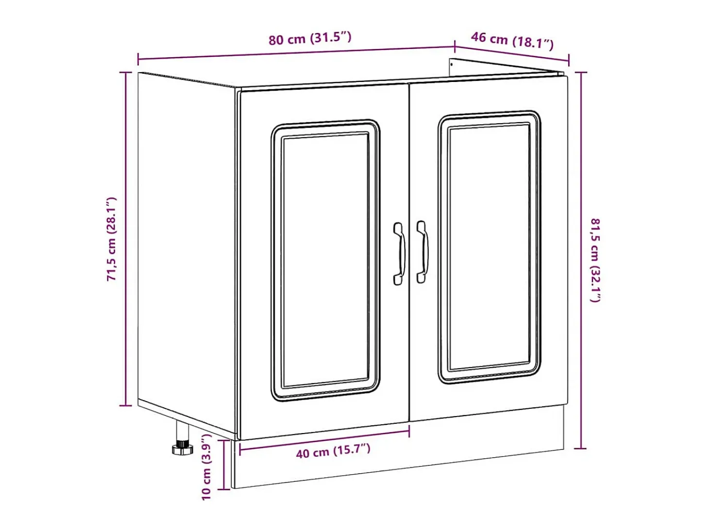 Mueble de Cocina con puerta Kalmar Negro 80 x 46 x 81,5 cm