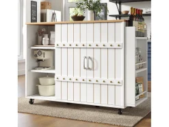 Mueble de cocina con puerta - 110 x 42 x 90 cm - Carrito de cocina con 3 cajones - MDF - Blanco