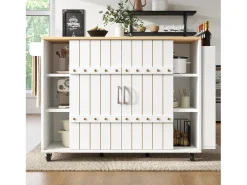 Mueble de cocina con puerta - 110 x 42 x 90 cm - Carrito de cocina con 3 cajones - MDF - Blanco
