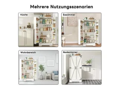 Mueble de cocina de 128,5 cm, estilo rústico, LED, 2 puertas, estantes regulables, blanco