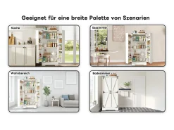 Mueble de cocina de 128,5 cm, estilo rústico, LED, 2 puertas, estantes regulables, blanco