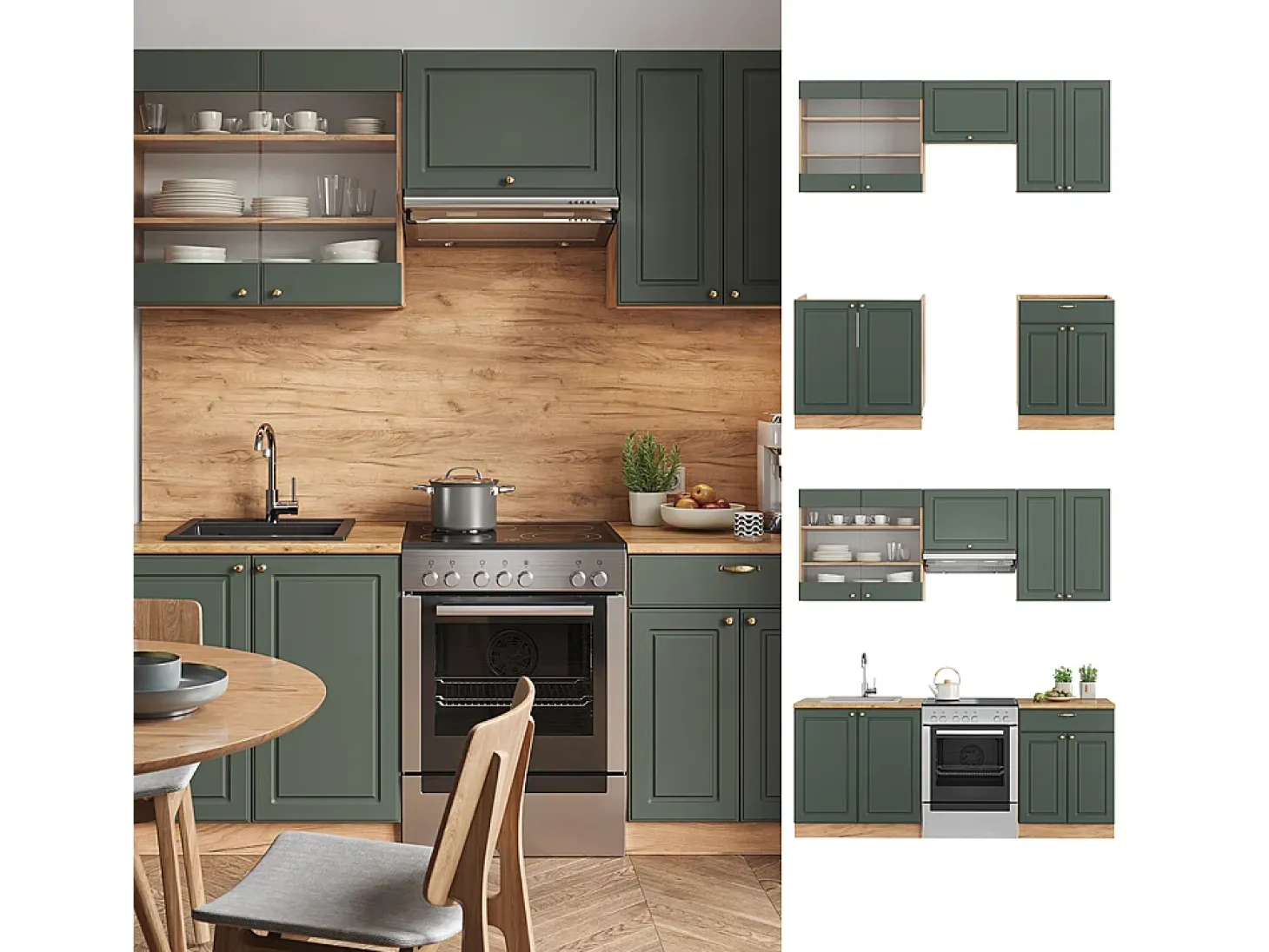 Mueble de cocina green-gold country/gold power roble 200x60x81.6 fame-line