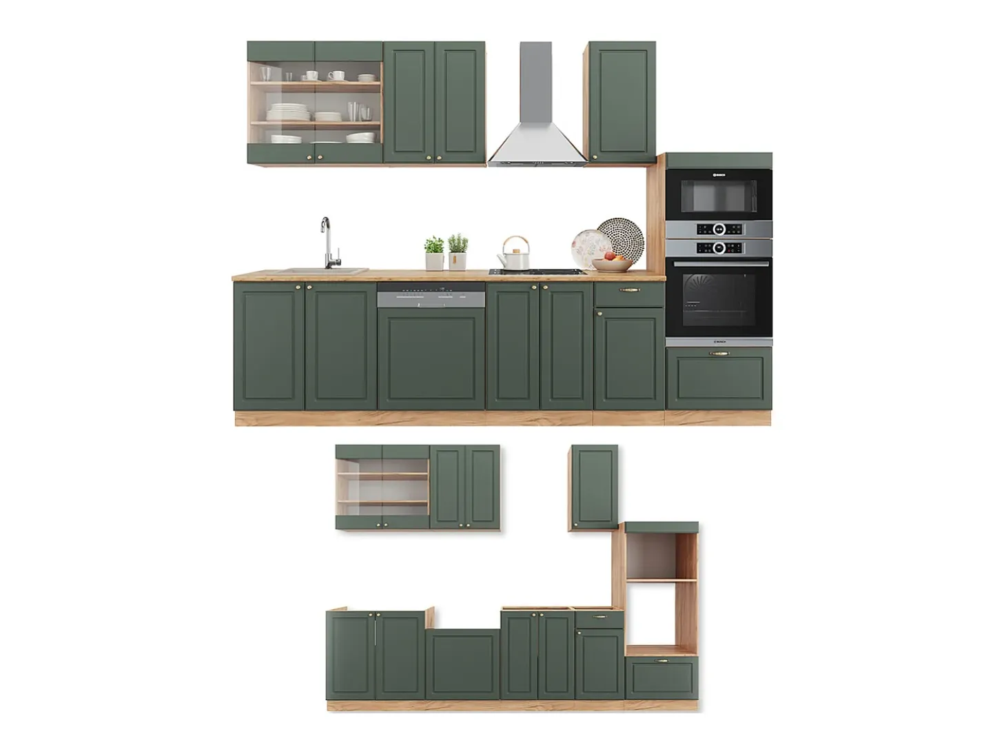 Mueble de cocina green-gold country/gold power roble 300x60x81.6 fame-line