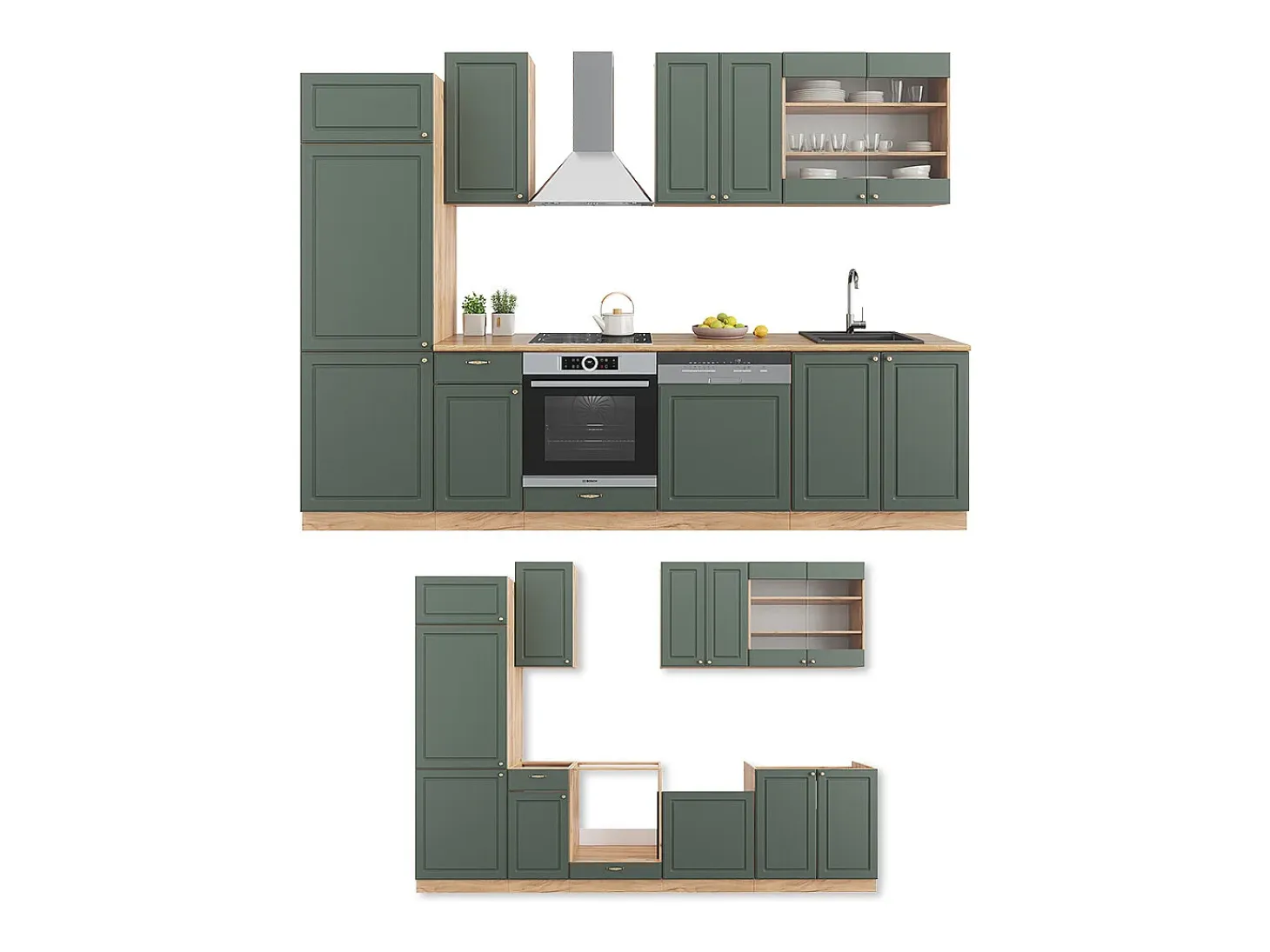 Mueble de cocina green-gold country/gold power roble 300x60x81.6 fame-line