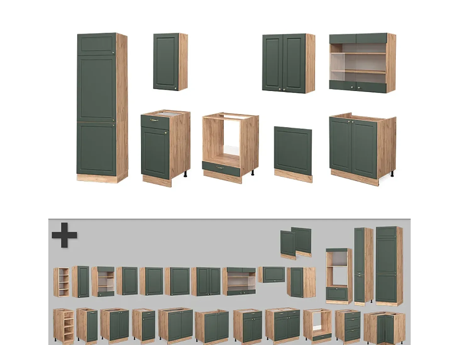 Mueble de cocina green-gold country/gold power roble 300x60x81.6 fame-line