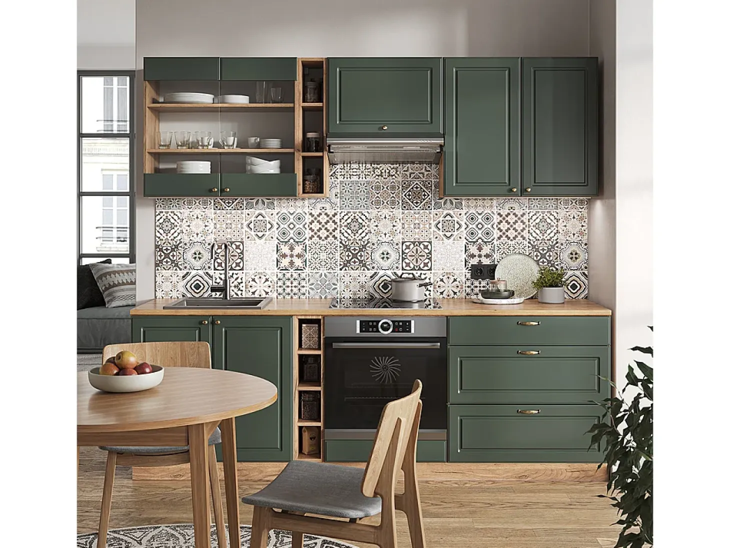 Mueble de cocina green-gold country/gold power roble 235x60x81.6 fame-line