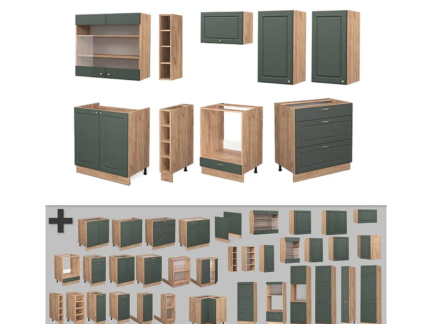 Mueble de cocina green-gold country/gold power roble 235x60x81.6 fame-line