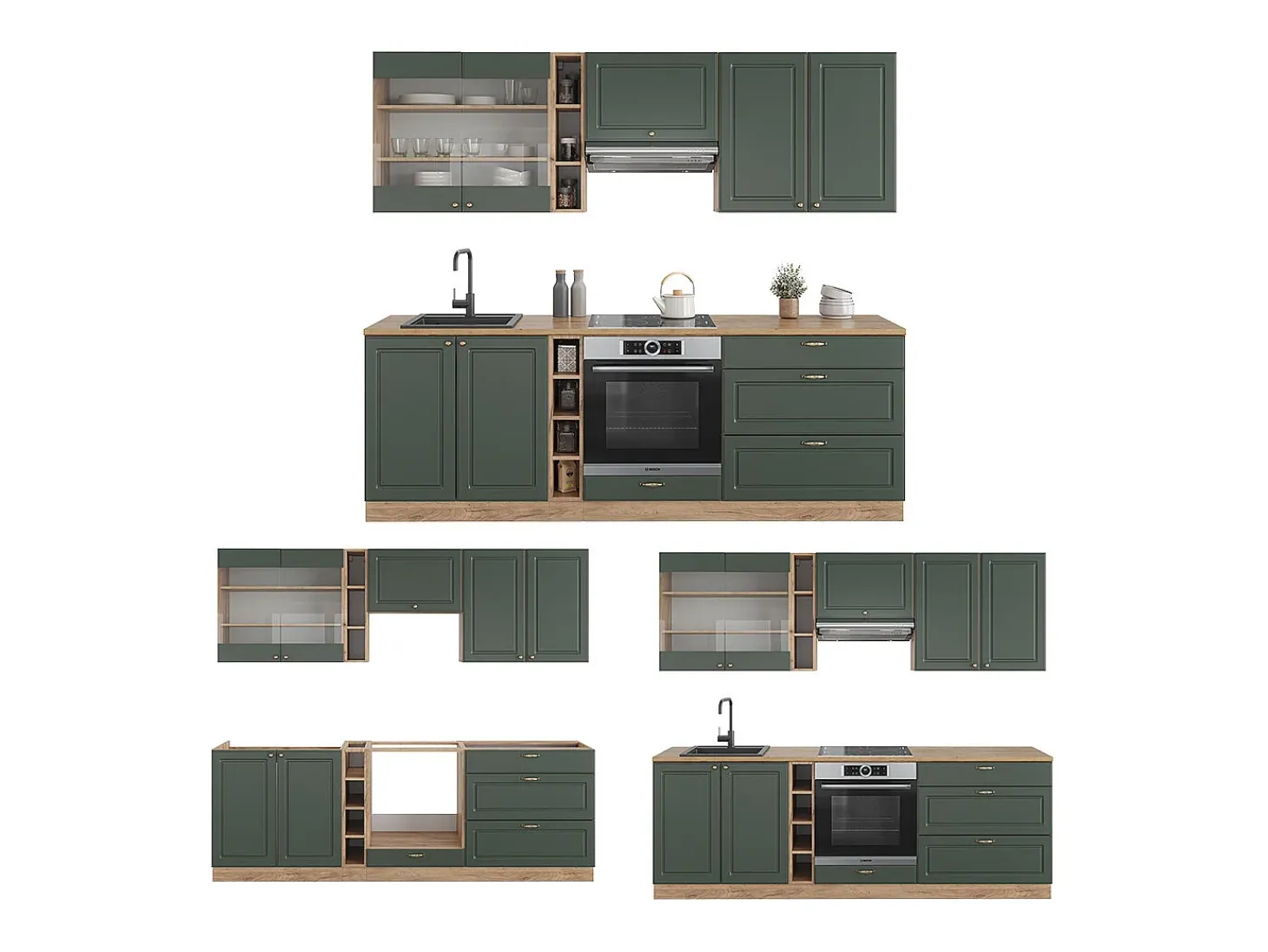 Mueble de cocina green-gold country/gold power roble 235x60x81.6 fame-line