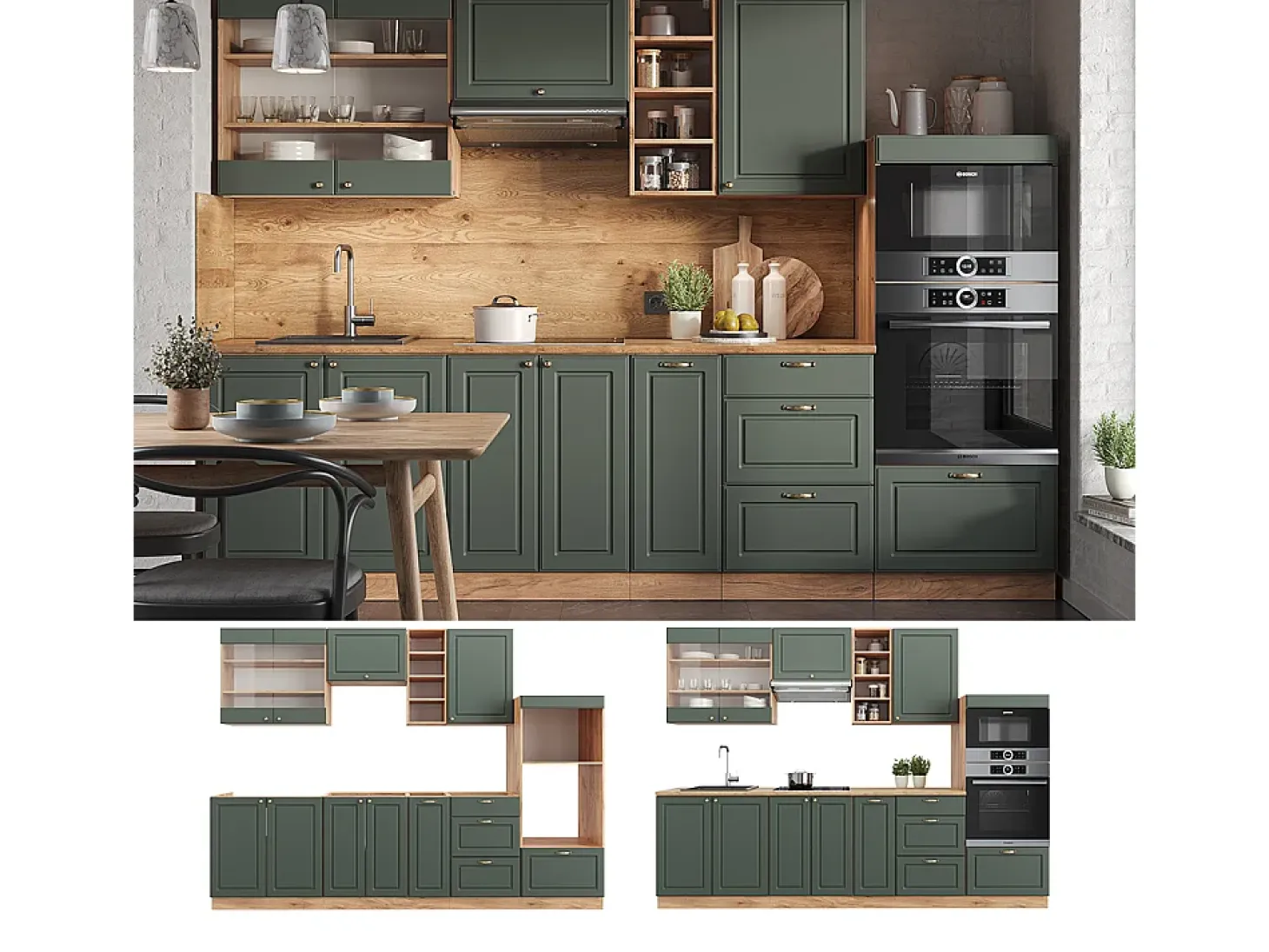 Mueble de cocina green-gold country/gold power roble 280x60x81.6 fame-line