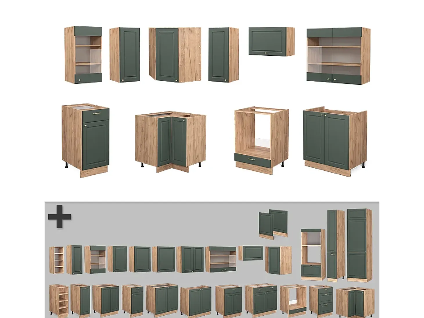Mueble de cocina green-gold country/gold power roble 200x46x81.6 fame-line