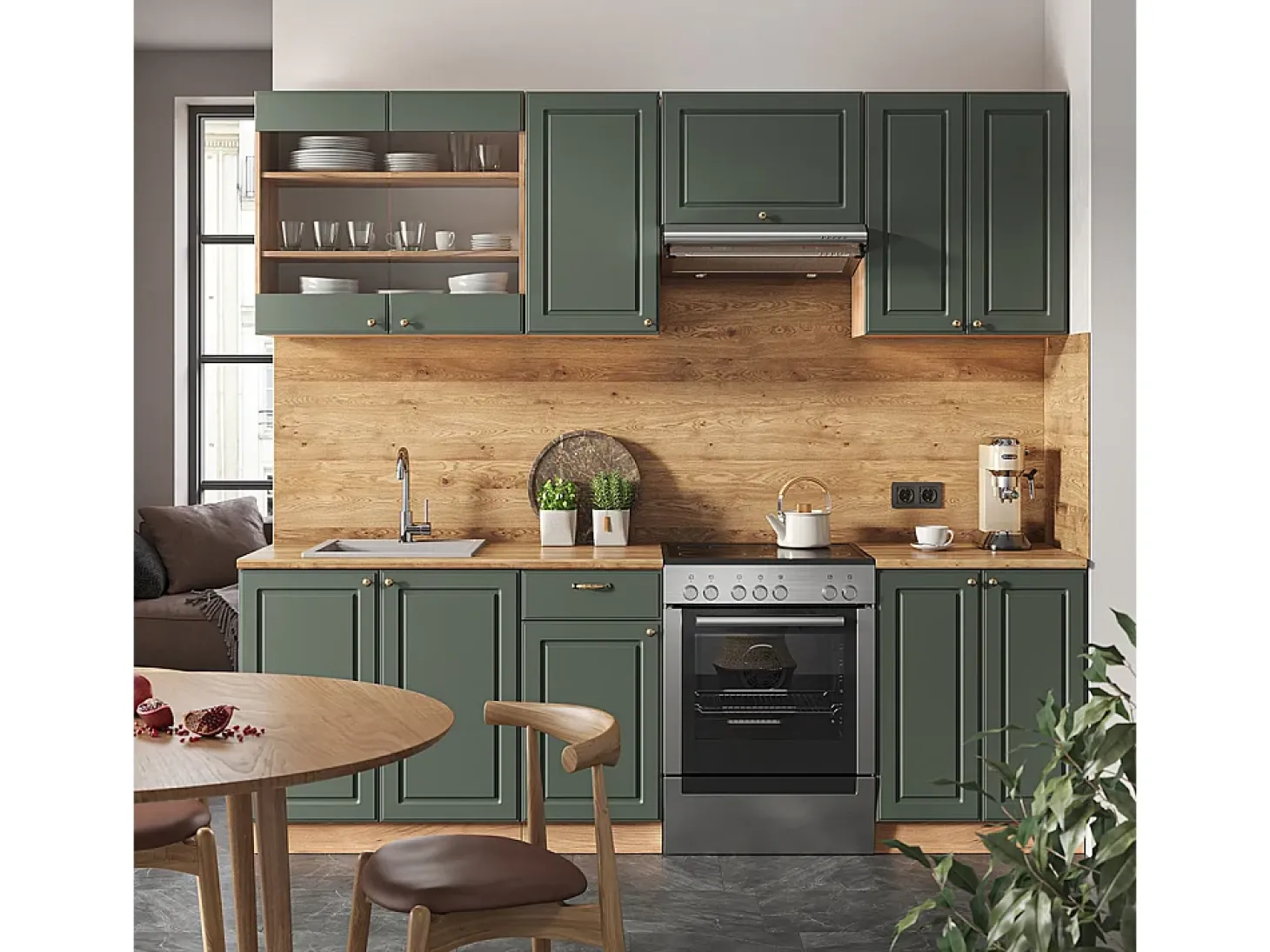 Mueble de cocina green-gold country/gold power roble 240x60x81.6 fame-line
