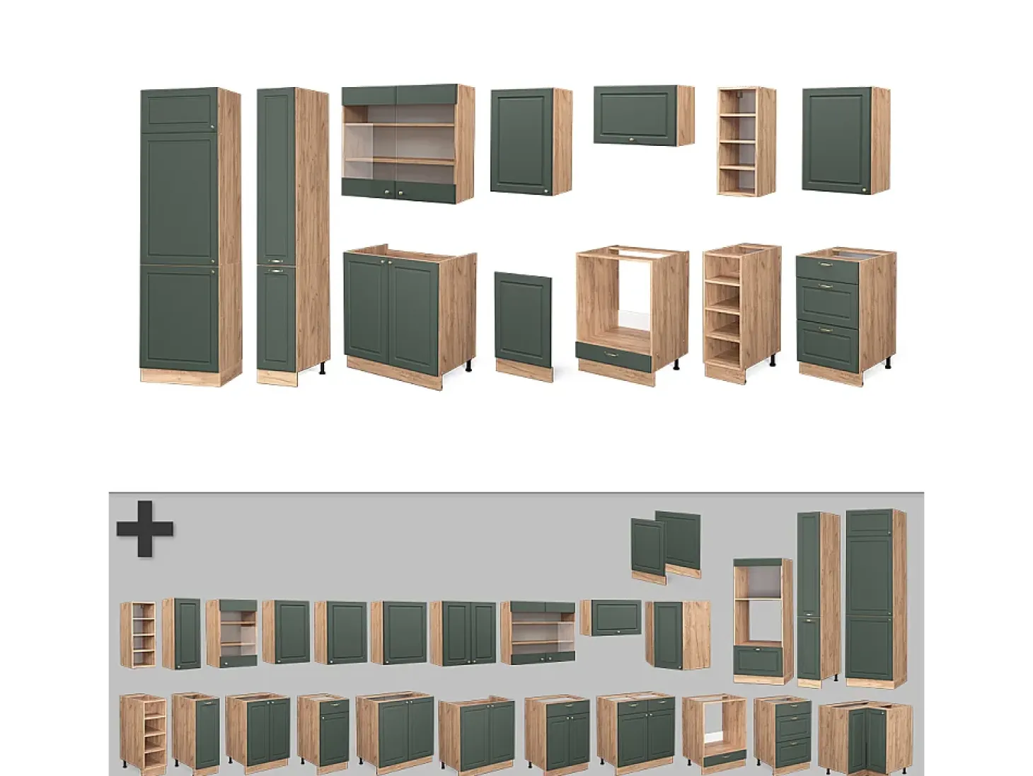Mueble de cocina green-gold country/gold power roble 355x60x81.6 fame-line