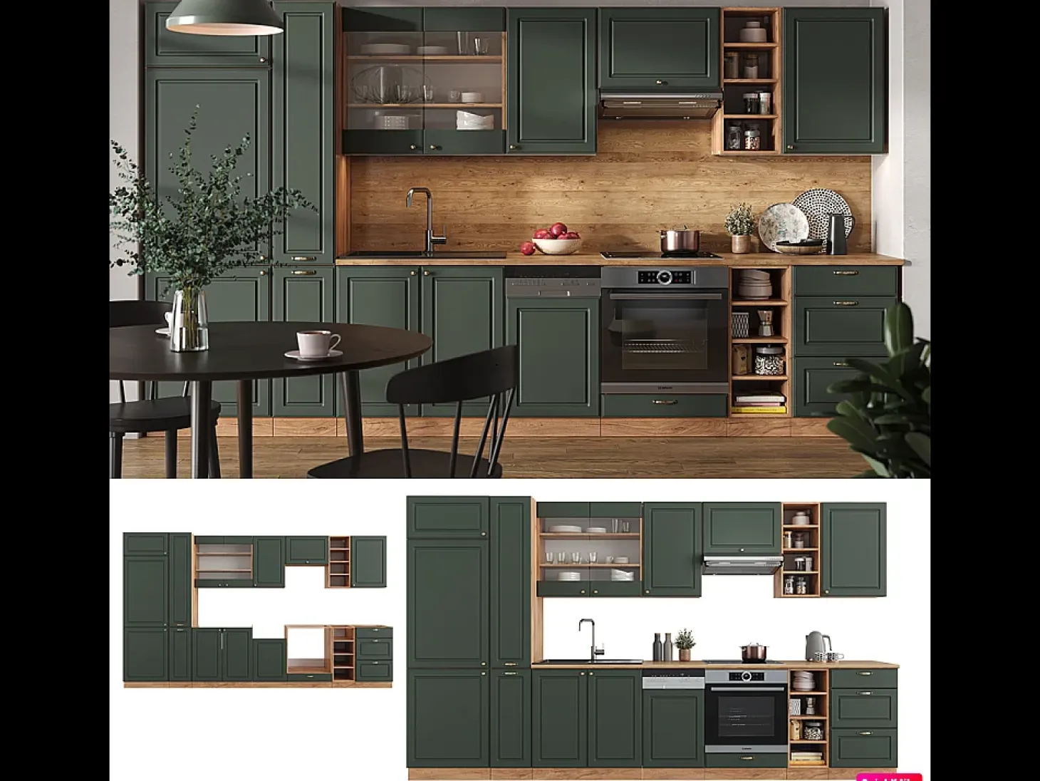 Mueble de cocina green-gold country/gold power roble 355x60x81.6 fame-line