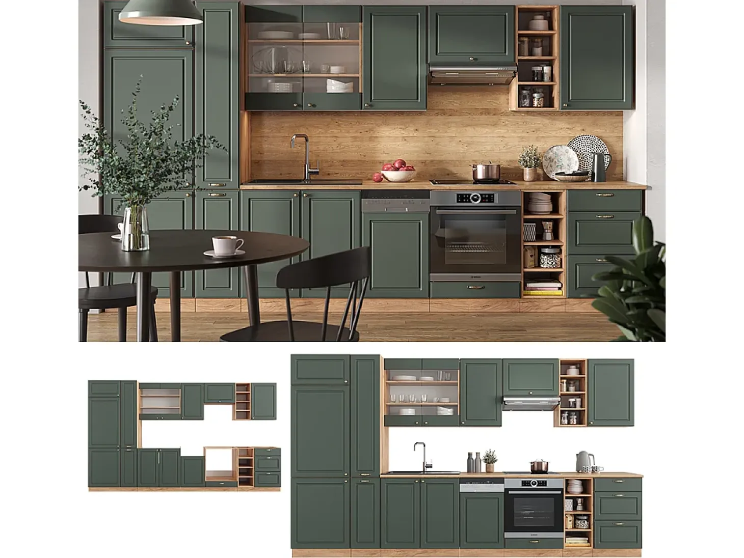 Mueble de cocina green-gold country/gold power roble 355x60x81.6 fame-line