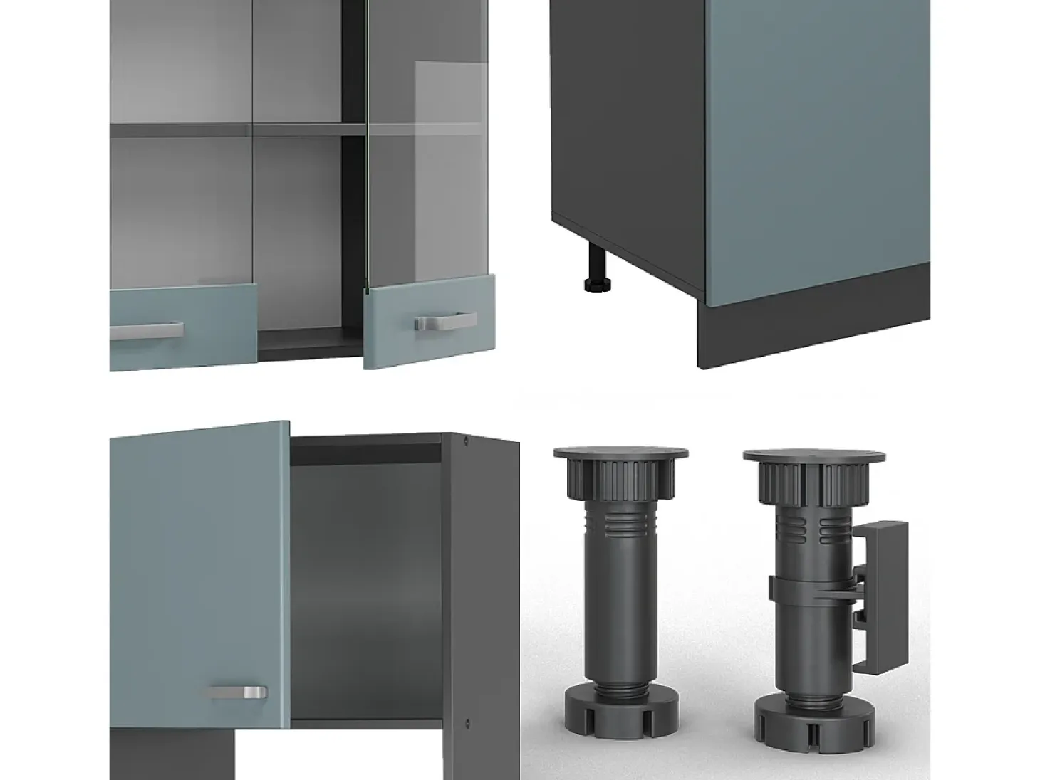 Mueble de cocina gris azulado/antracita 300x46x81.6 r-line