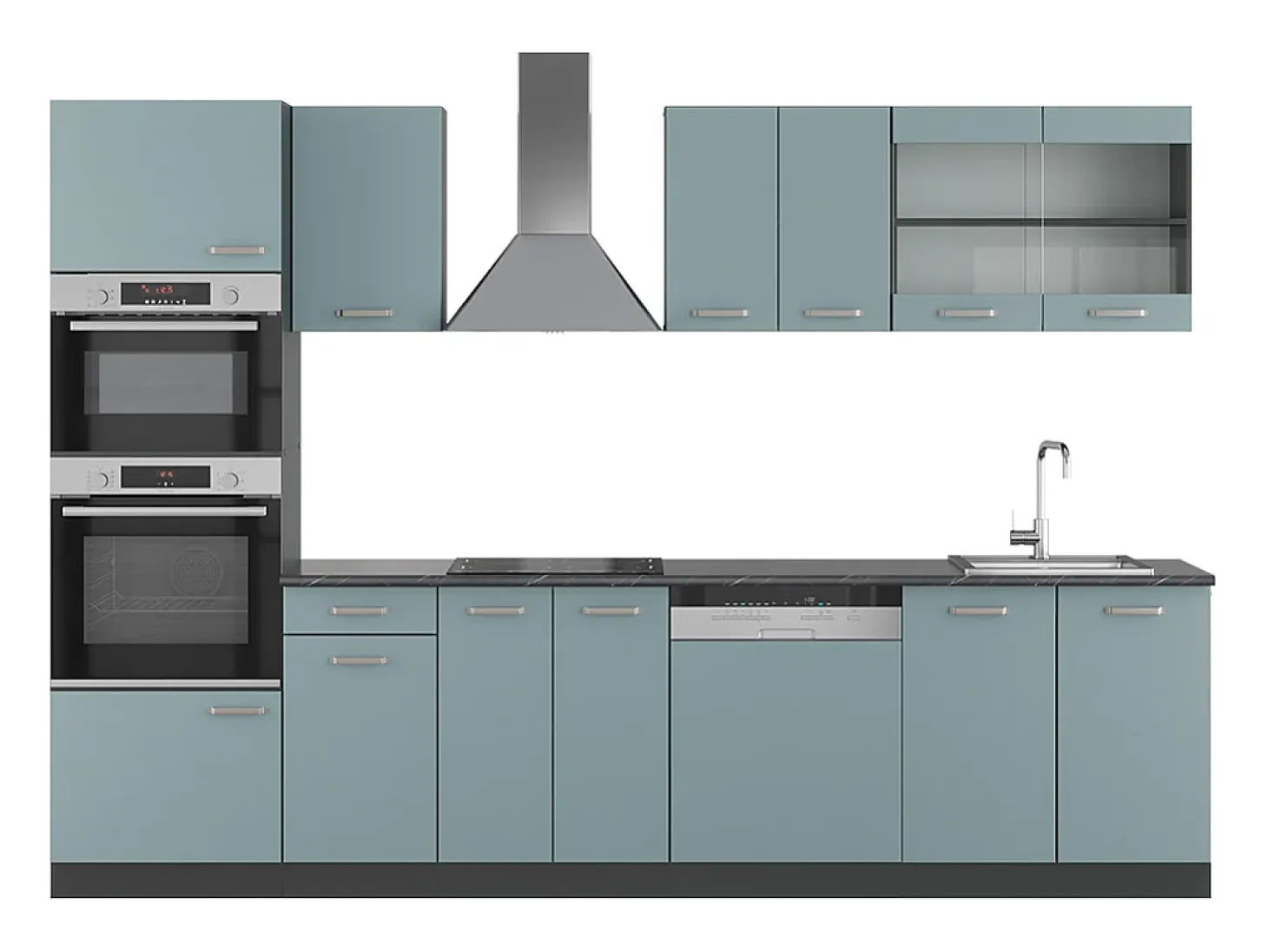 Mueble de cocina gris azulado/antracita 300x46x81.6 r-line