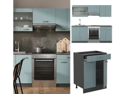 Mueble de cocina gris azulado/antracita 200x60x81.6 r-line