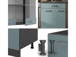 Mueble de cocina gris azulado/antracita 200x60x81.6 r-line