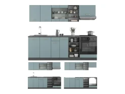 Mueble de cocina gris azulado/antracita 240x46x81.6 r-line