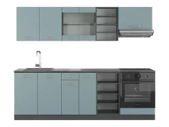 Mueble de cocina gris azulado/antracita 240x46x81.6 r-line