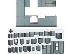 Mueble de cocina gris azulado/antracita 300x46x81.6 r-line