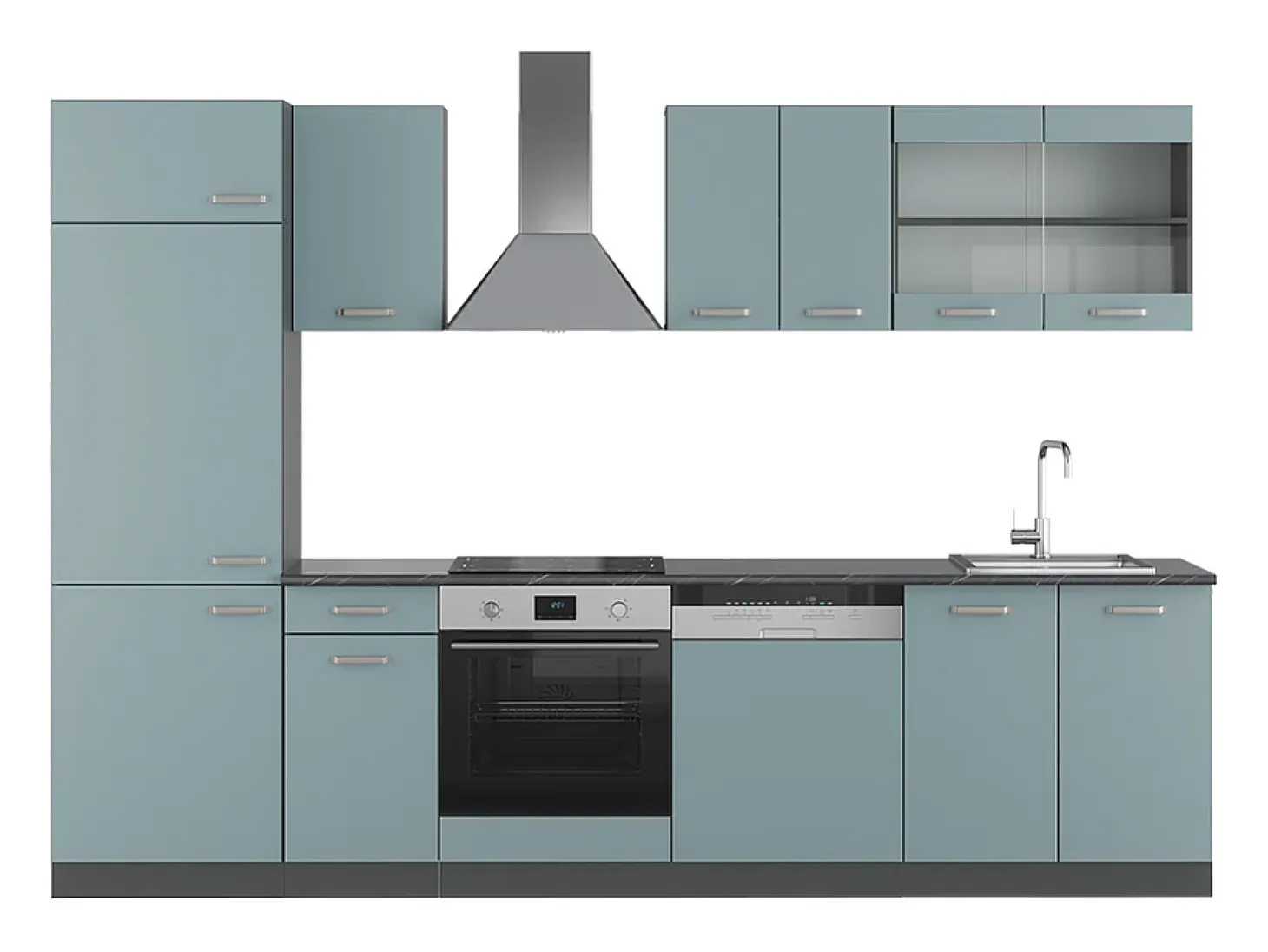 Mueble de cocina gris azulado/antracita 300x46x81.6 r-line