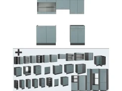 Mueble de cocina gris azulado/antracita 200x60x81.6 r-line