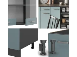 Mueble de cocina gris azulado/antracita 240x60x81.6 r-line