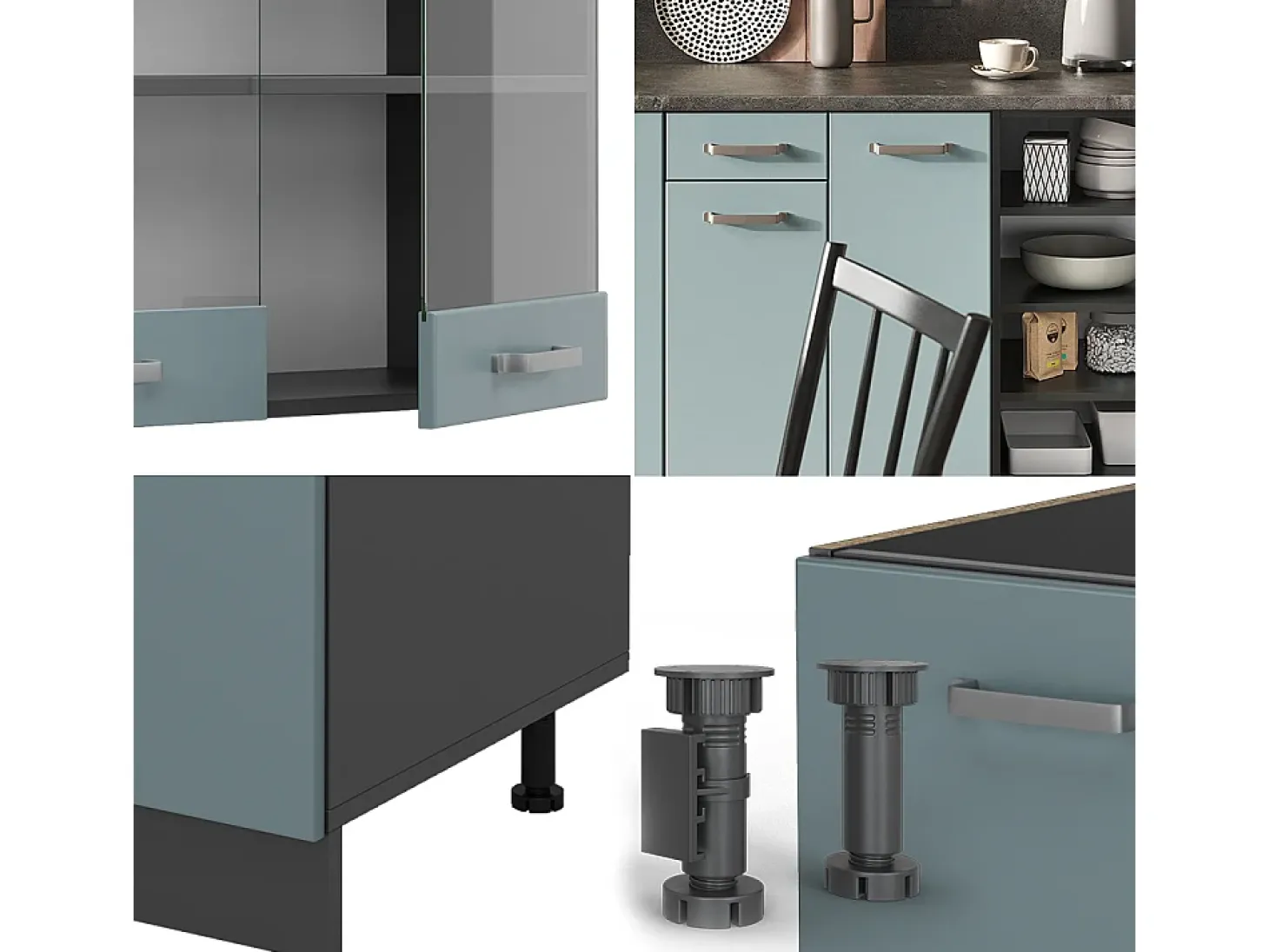 Mueble de cocina gris azulado/antracita 240x60x81.6 r-line