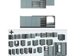 Mueble de cocina gris azulado/antracita 240x60x81.6 r-line