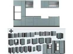 Mueble de cocina gris azulado/antracita 350x60x81.6 r-line
