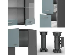 Mueble de cocina gris azulado/antracita 350x60x81.6 r-line