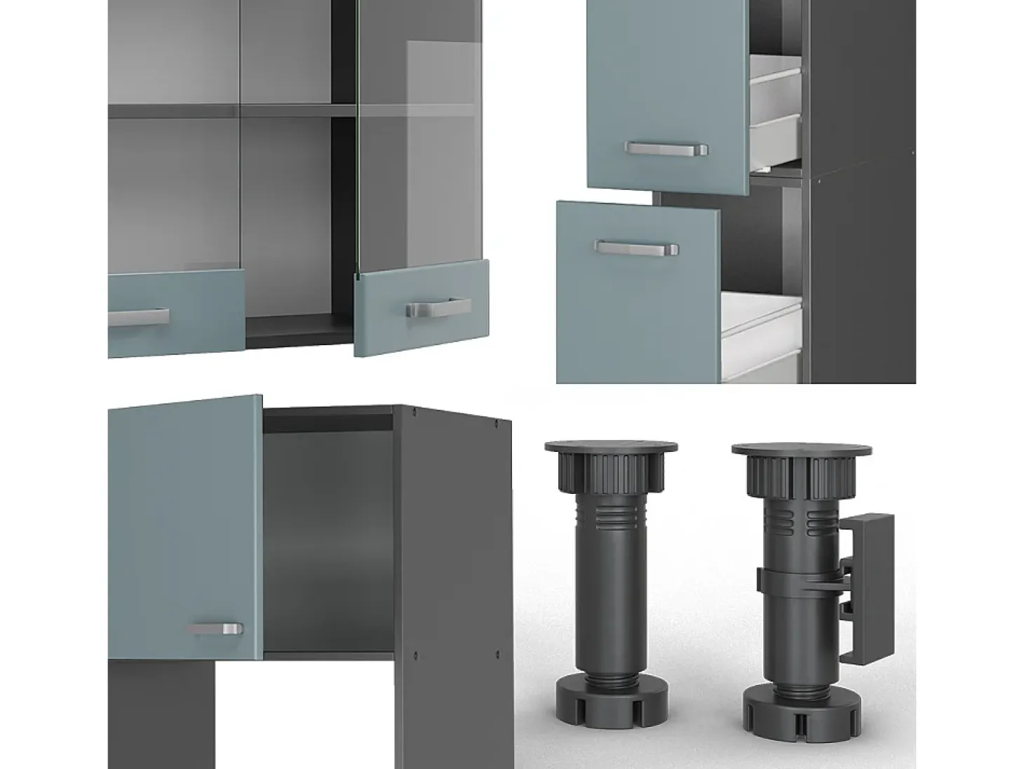 Mueble de cocina gris azulado/antracita 350x60x81.6 r-line