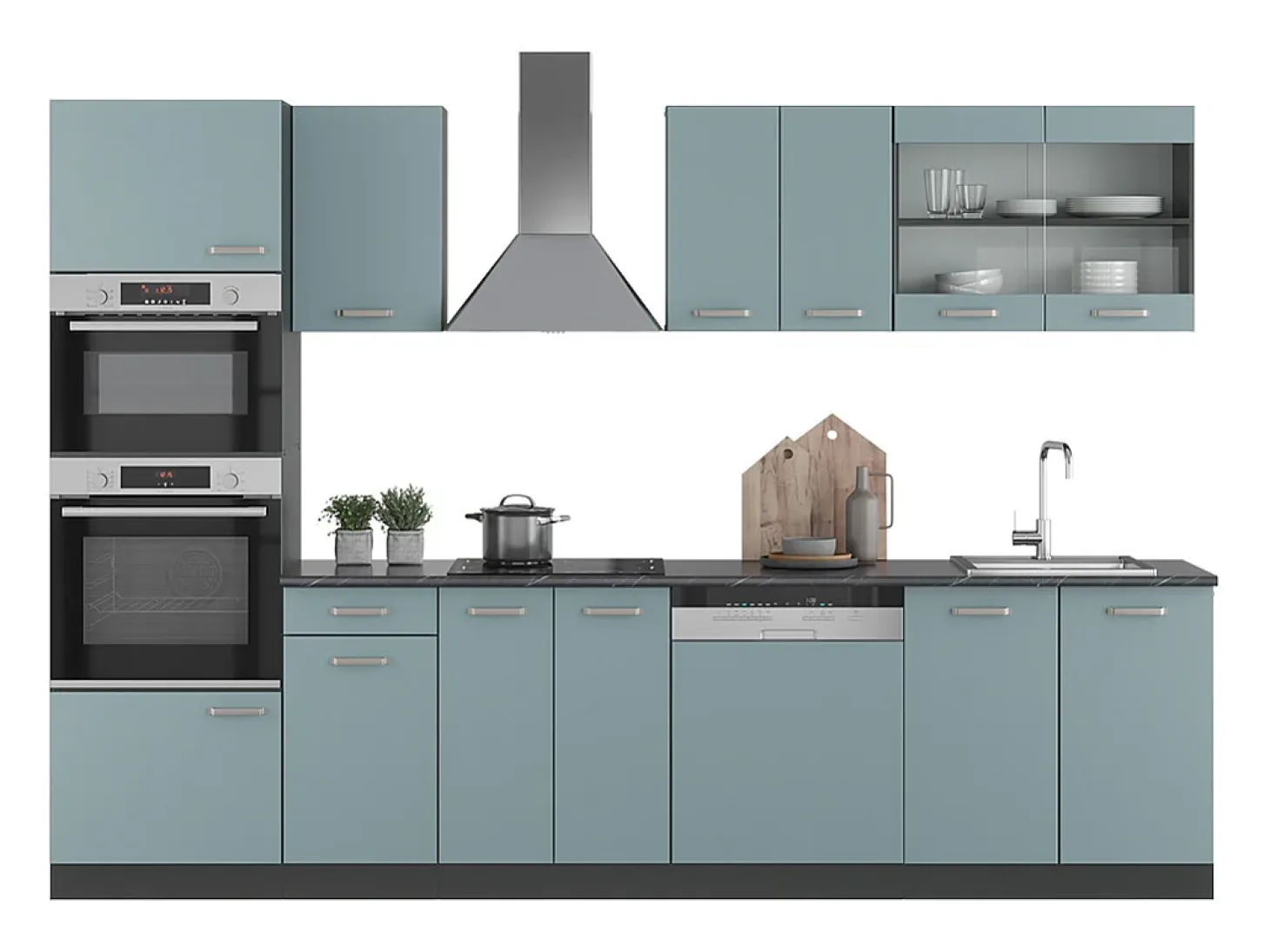 Mueble de cocina gris azulado/antracita 300x60x81.6 r-line