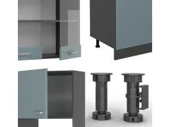 Mueble de cocina gris azulado/antracita 300x60x81.6 r-line
